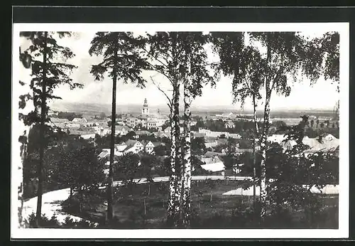 AK Lostice, Panorama mit Kirche