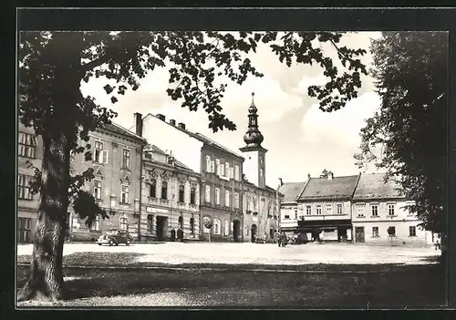 AK Zábreh na Morave, Marktplatz mit Uhrenturm