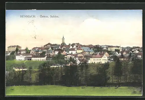 AK Bennisch, Blick auf den Ort in Österr. Schlesien