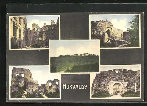 AK Hochwald /Hukvaldy, Totalansicht und Partien der Ruine