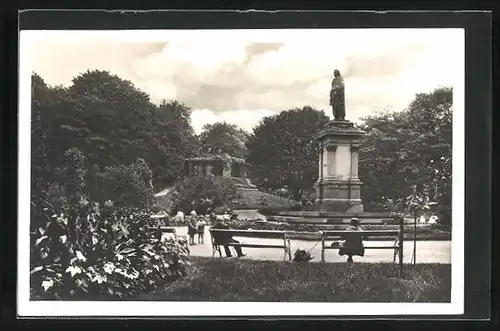 AK Troppau, Freiheitspark mit Schillerdenkmal