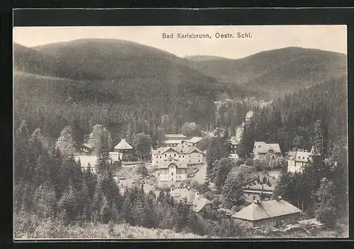 AK Bad Karlsbrunn, Teilansicht des Kurortes