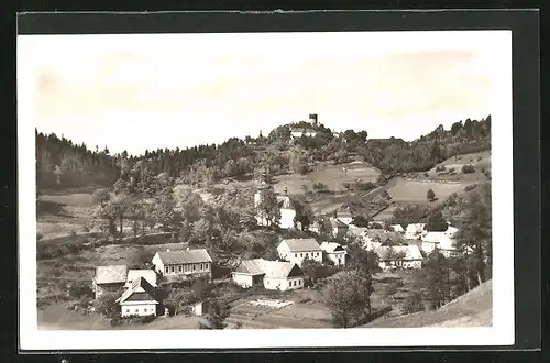 AK Svojanov, Ortsansicht gegen Burg