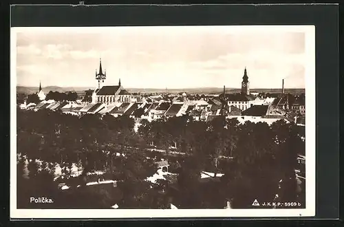 AK Policka, Totalansicht mit Kirche