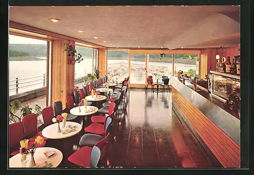 AK Heimbach, Gasthaus Der Seehof an der Rurtalsperre Schwammenauel, Speisesaal