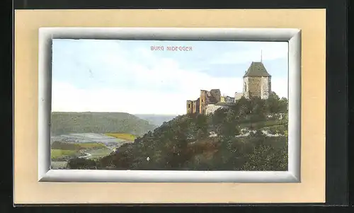 AK Nideggen, Burg Nideggen im Passepartoutrahmen