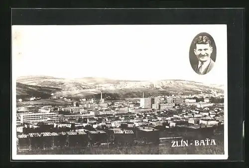 AK Zlin-Bata, Gesamtansicht des Ortes mit Umgebung