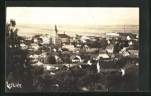 AK Lostice, Ortsansicht mit Kirche