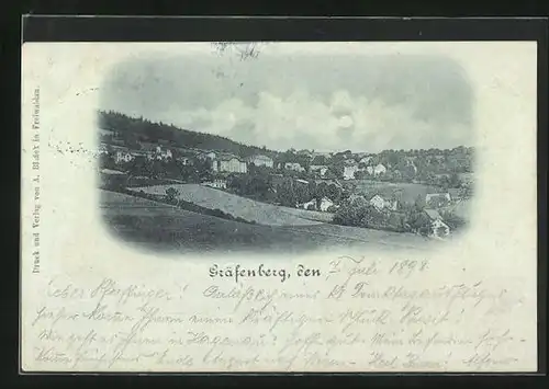 Mondschein-AK Gräfenberg, Panorama vom ort