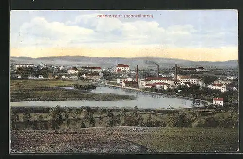 AK Hohenstadt /Nordmähren, Fluss zur Stadt