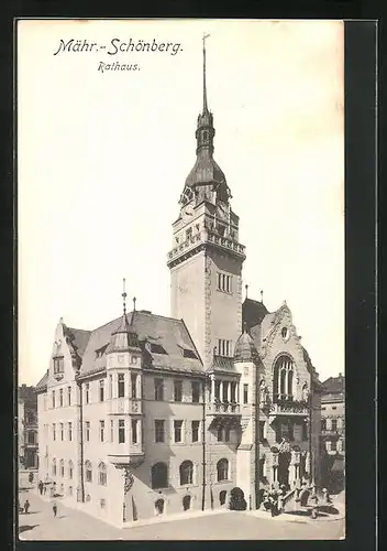 AK Mähr.-Schönberg, Rathaus an der Hauptstrasse