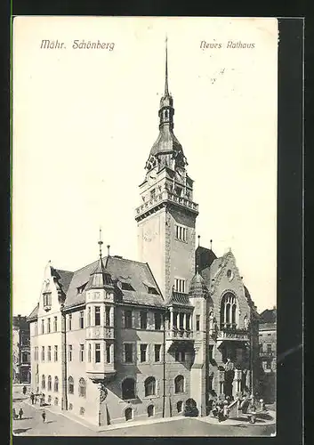 AK Mähr.-Schönberg, Neues Rathaus an der Hauptstrasse