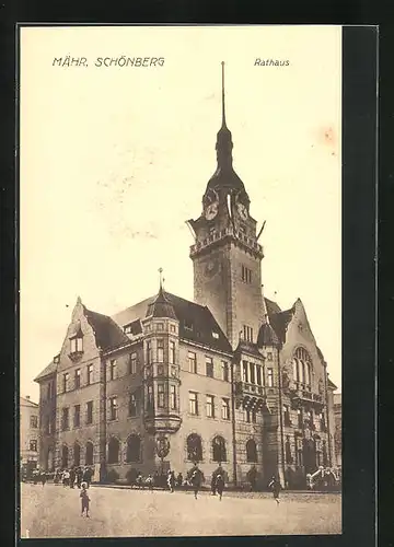 AK Mähr.-Schönberg, Rathaus an der Hauptstrasse