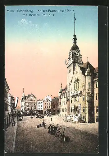 AK Mährisch Schönberg, Rathaus am Kaiser-Franz-Josef-Platz