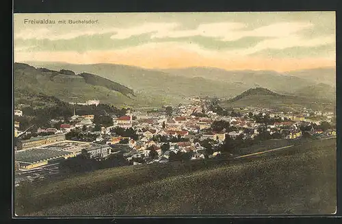 AK Freiwaldau, Teilansicht mit Buchelsdorf