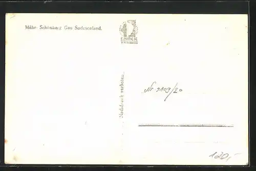 AK Mähr.-Schönberg /Gau Sudetenland, Strassenpartie mit Kirche