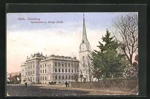 AK Mähr.-Schönberg, Gymnasium und Evangelische Kirche
