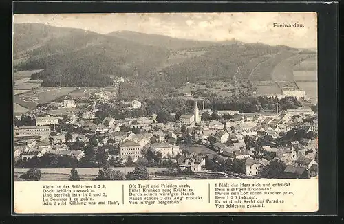 AK Freiwaldau, Blick über die Stadt, Gedicht