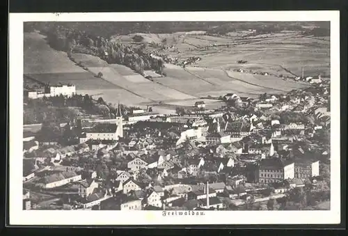 AK Freiwaldau, Teilansicht der Stadt mit Kirche