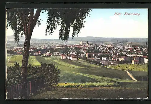 AK Mähr. Schönberg, Blick von Anhöhe über Stadt