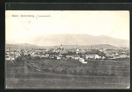 AK Mähr. Schönberg, Totalansicht mit Kirche