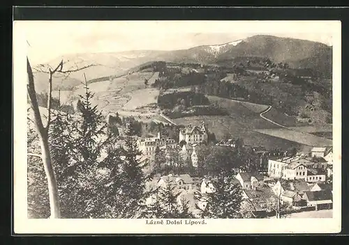 AK Lázne Dolni Lípová, Blick von Anhöhe auf Stadt