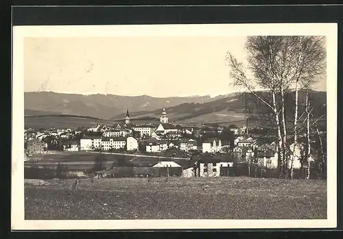 AK Mähr.-Schönberg, Gesamtansicht mit Bergkulisse