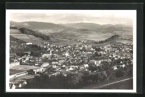 AK Freiwaldau im Altvatergebirge, Gesamtansicht mit umliegenden Bergen