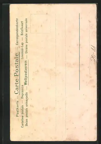 Lithographie Amor erklärt des Herzens Telegraphie