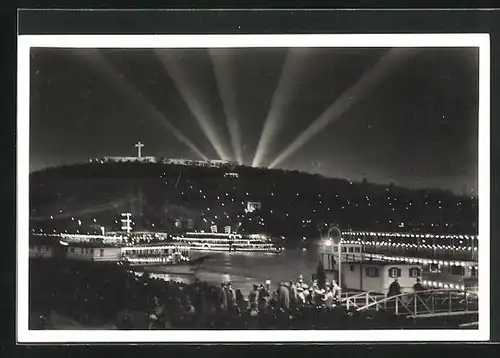 AK Budapest, Nemzetközi Eucharisztikus Kongresszus 1938, beleuchtete Schiffe