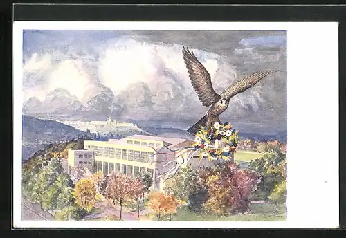 Künstler-AK Prag / Praha, Nova Sokolovna Vinohradská