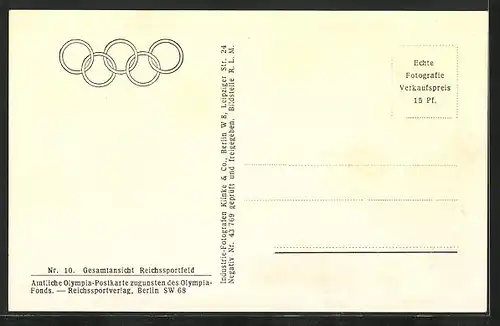 AK Olympia, Fliegeraufnahme des Reichssportfeldes