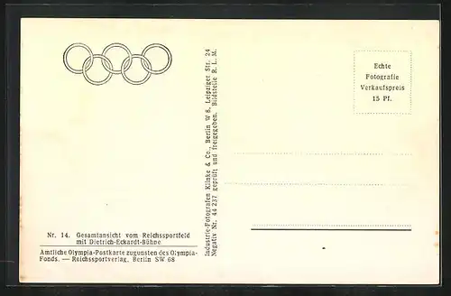 AK Berlin, Olympiade 1936, Fliegeraufnahme des Reichssportfeldes mit Dietrich-Eckardt-Bühne