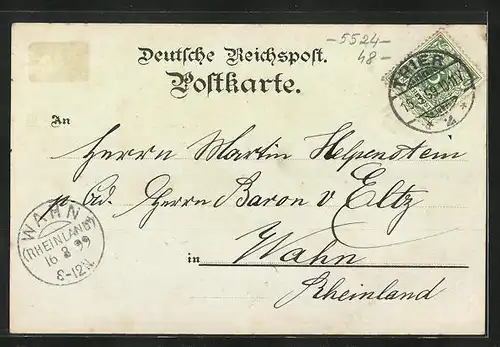 Mondschein-Lithographie Kyllburg i. d. Eifel, St. Thomas, Marienthurm, Stift