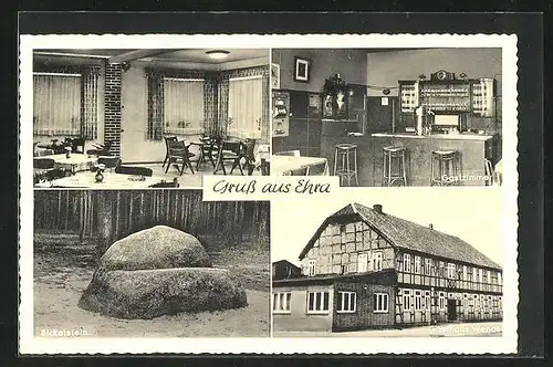 AK Ehra, Gasthaus Deutsches Haus, Innenansichten Gastzimmer & Klubzimmer