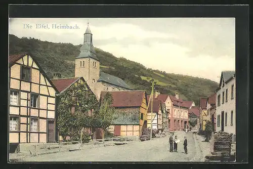 AK Heimbach /Eifel, Hauptstrasse mit Kirche