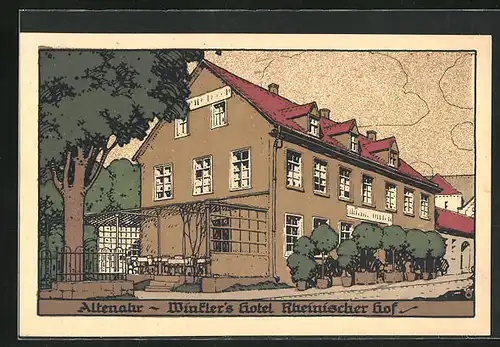 Steindruck-AK Altenahr, Winkler`s Hotel Rheinischer Hof