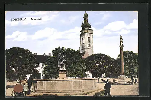 AK Sobeslav, Namesti, Brunnen