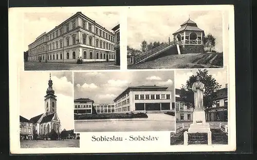 AK Sobieslau, Gebäudeansichten, Kirche, Denkmal