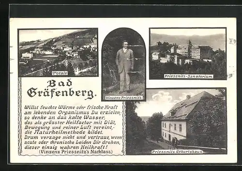 AK Bad Gräfenberg, Vinzenz Priessnitz, Sanatorium, Totalansicht