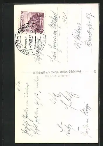 AK Mähr.-Altstadt, Rathaus und Sparkasse