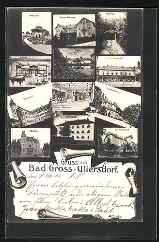 AK Gross Ullersdorf, schlosshof, Annenruhe, Elisabethquelle