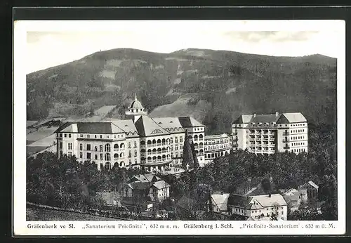 AK Gräfenberg, Sanatorium Priessnitz mit Berg dahinter