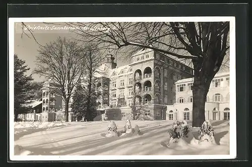 AK Gräfenberg, Verschneite Landschaft vor dem Priessnitz-Sanatorium