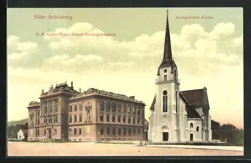 AK Schönberg, K.K. Kaiser-Franz-Joseph-Staatsgymnasium, Evangelische Kirche