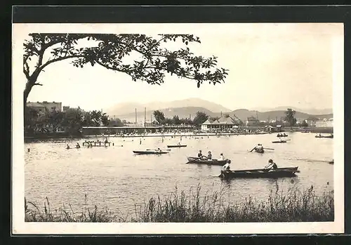 AK Mähr.-Schönberg, Strandbad mit Booten