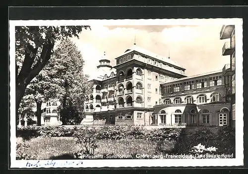 AK Gräfenberg-Freiwaldau, Priessnitz-Sanatorium vom Garten aus gesehen