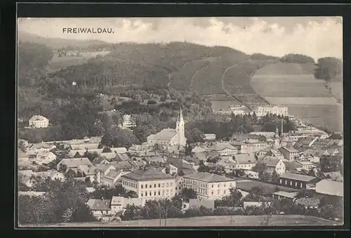 AK Freiwaldau, Totalansicht mit Kirche