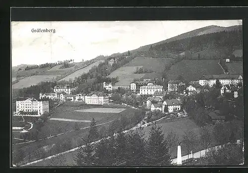 AK Gräfenberg, Panorama mit Denkmal und grossen Gebäuden