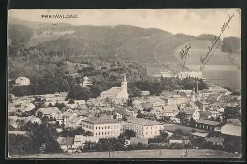 AK Freiwaldau, Gesamtansicht mit Kirche